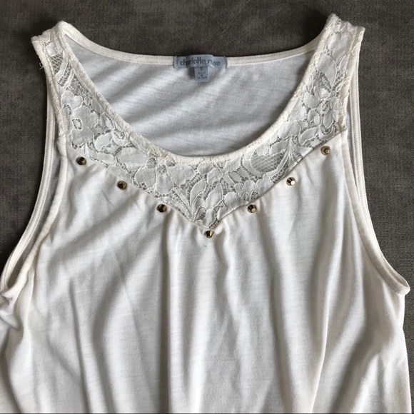 Cream Tank Top w/ Tie & Details - Picture 3 of 7